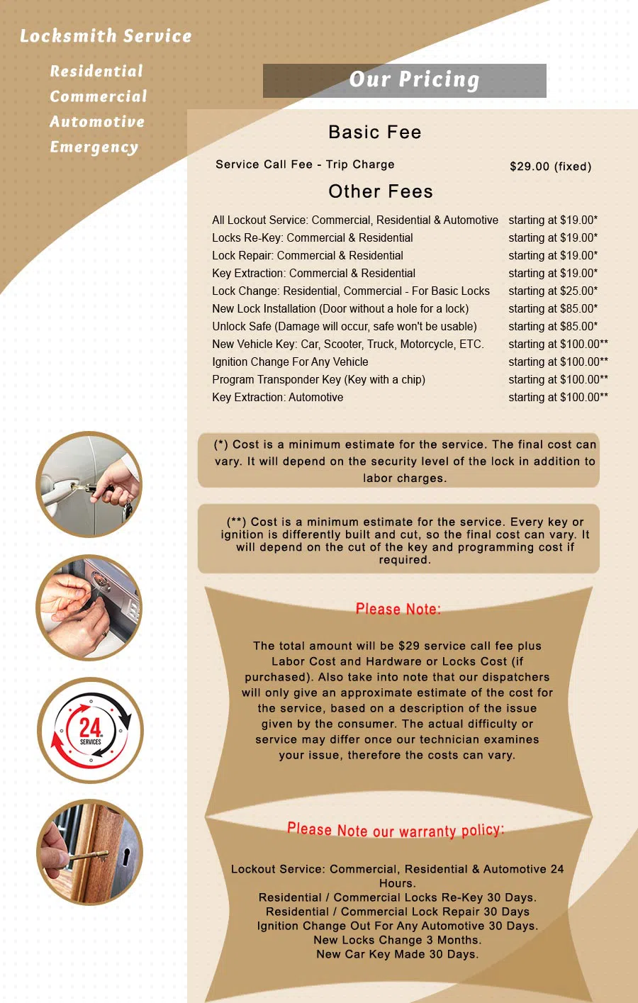 Cincinnati Top Locksmith, Cincinnati, OH 513-714-5183 - price-list